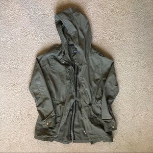 Olive army green light unlined utility jacket